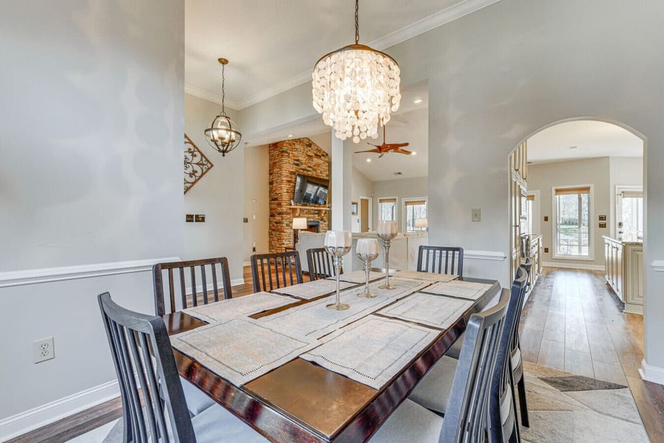 Elegant Dining Room | Modern Chandelier | Open Floor Plan | Perfect for Gatherings
