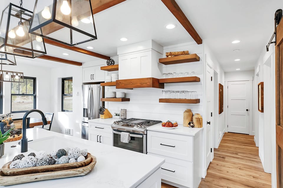 GE appliances: a gas range, dishwasher, and a French‑door fridge make this compact kitchen feel easy to use, whether you’re whipping up breakfast or a cozy dinner in