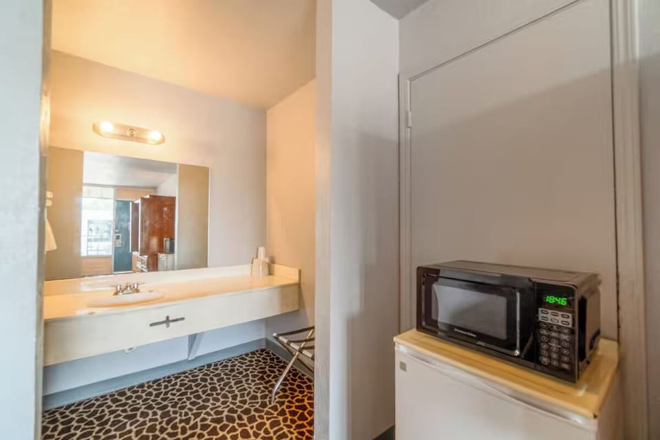 Fuel up fast with handy microwave and mini-fridge convenience.