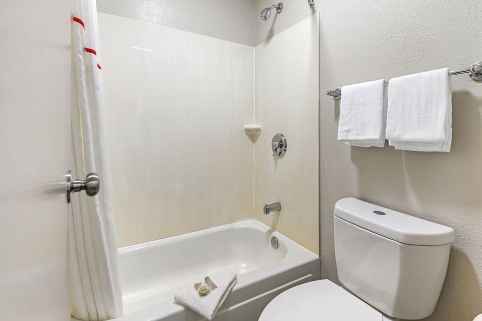Rinse off in a clean tub-shower after a busy day.