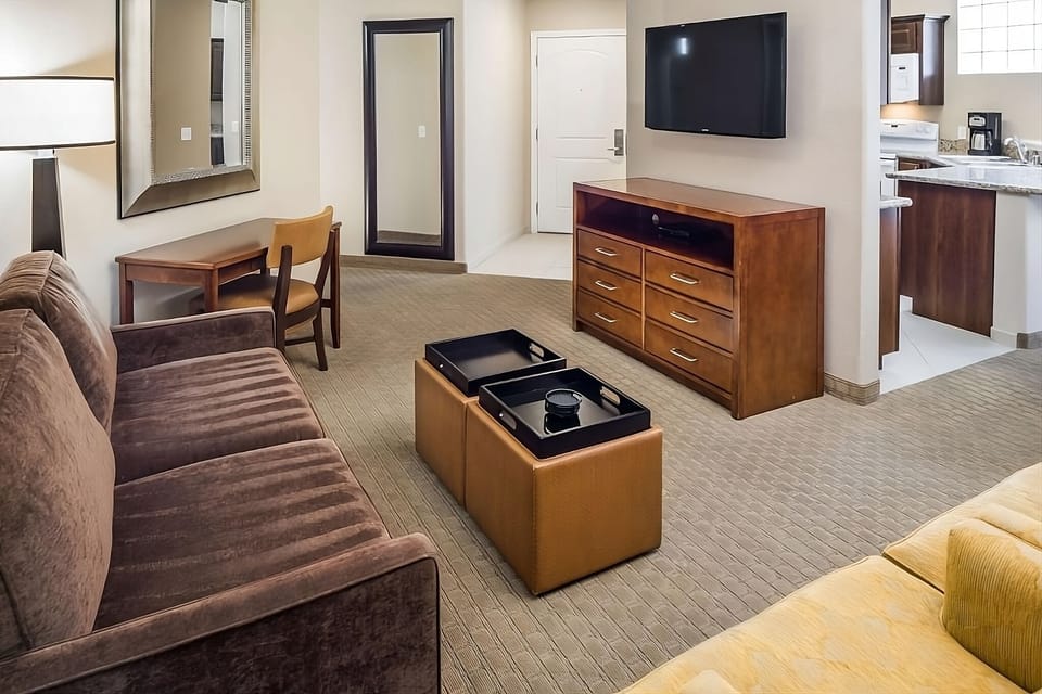 Kick back with big-screen entertainment and easy in-room lounging.