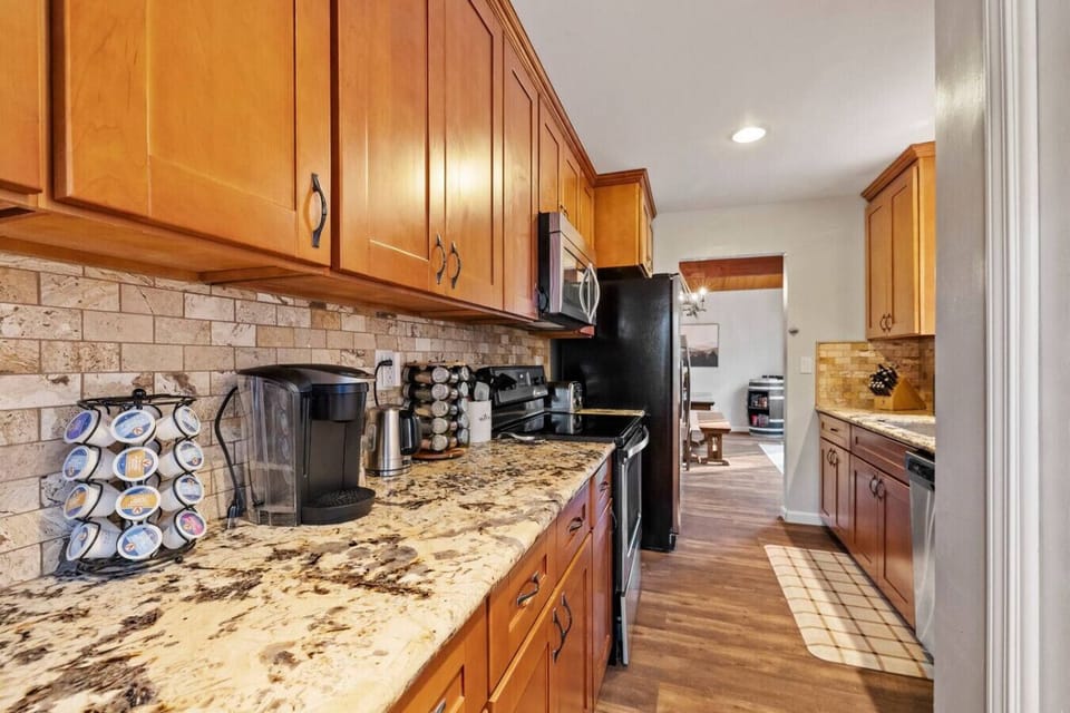 Fully stocked kitchen with everything you need for cooking family meals.