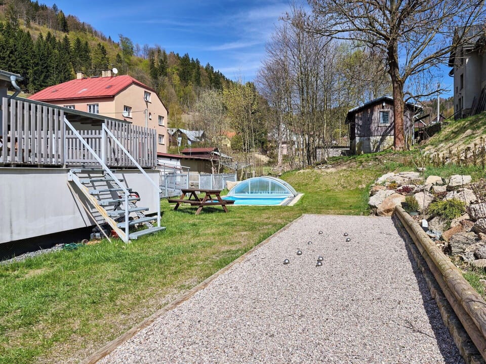 House, Home, Cottage, Slope, Yard, Garden, Backyard, Driveway, Fence