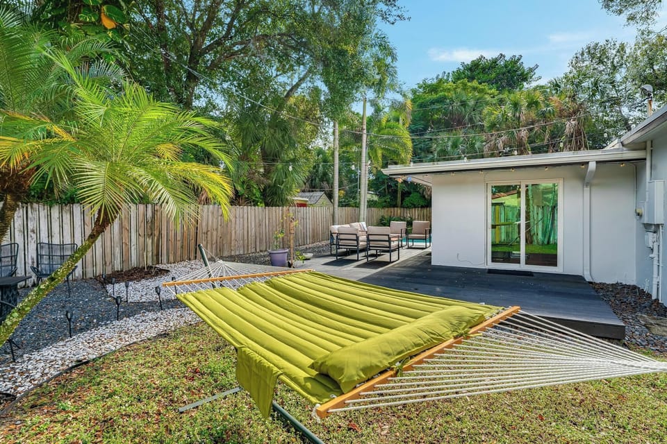 Backyard with peaceful ambiance.