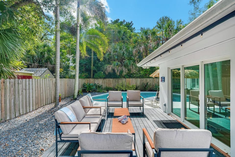Serene backyard retreat.