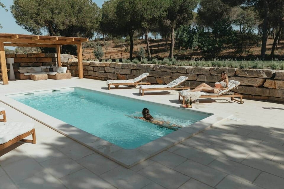 Casalot private pool and sun loungers at country house in Almancil Algarve