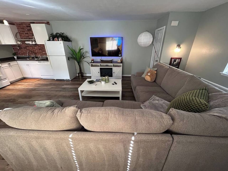 Huge living room with large screen