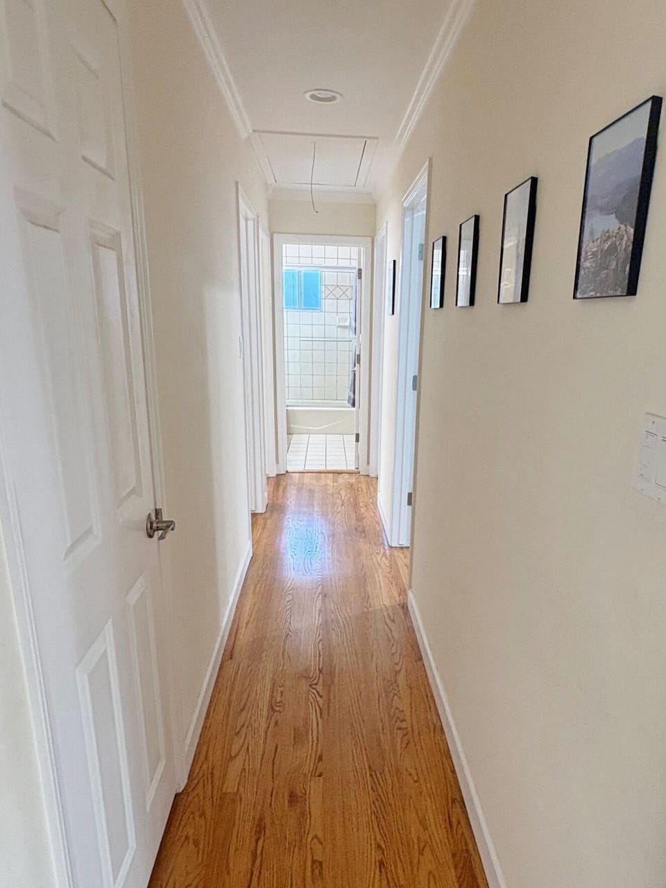 Bedroom hallway and bathroom