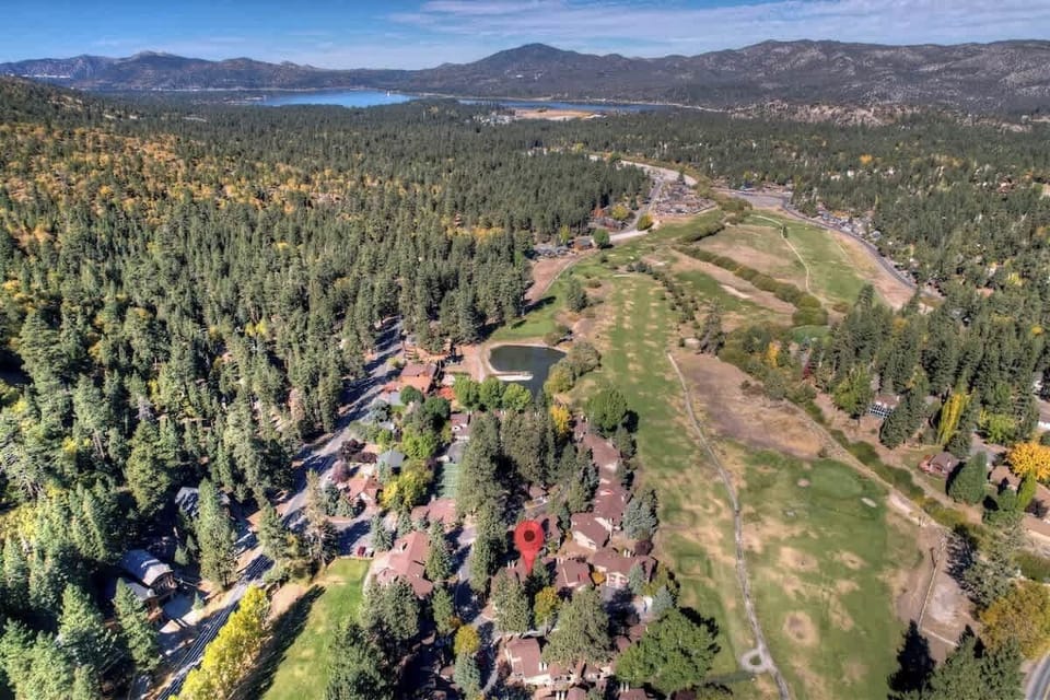 Aerial Shot with Golf Course and Lake