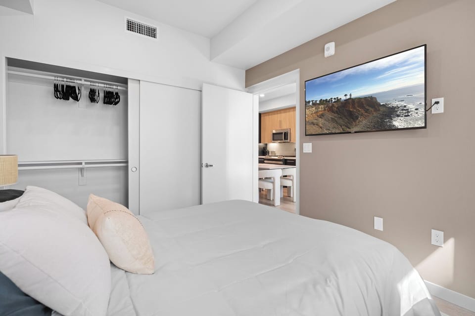 Queen-size bed with closet

