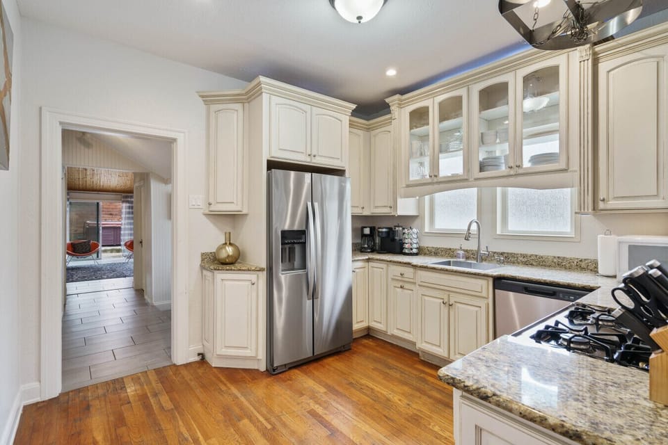 Kitchen and view to second living and second dining area.