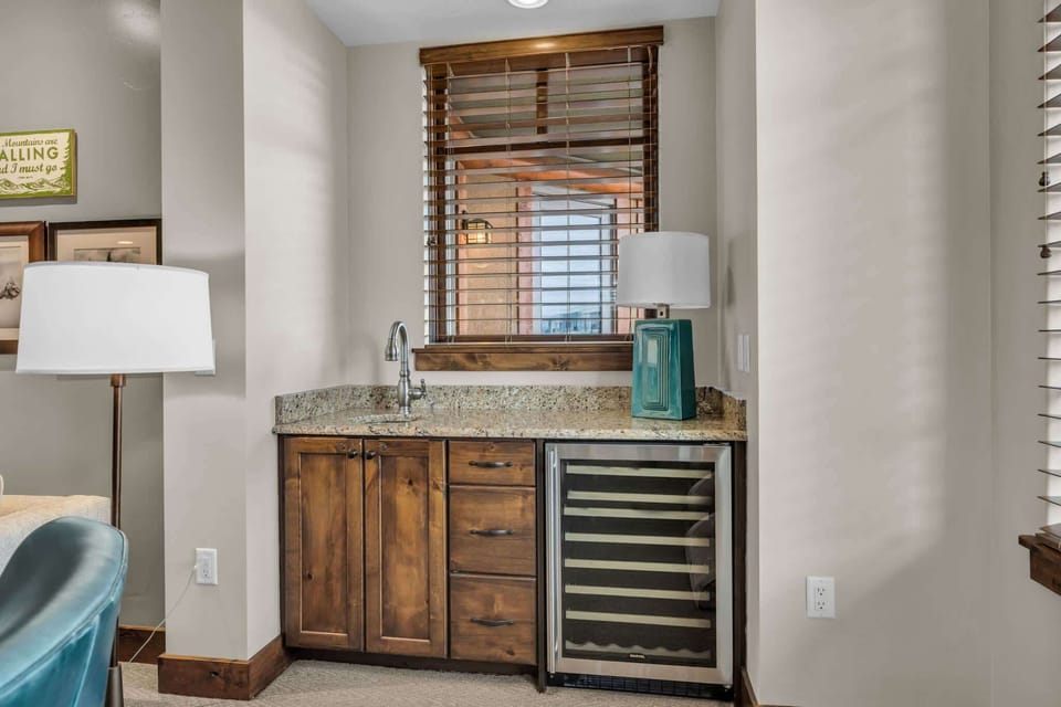 Pour a glass of wine or prepare delectable cocktails at the wet bar​
