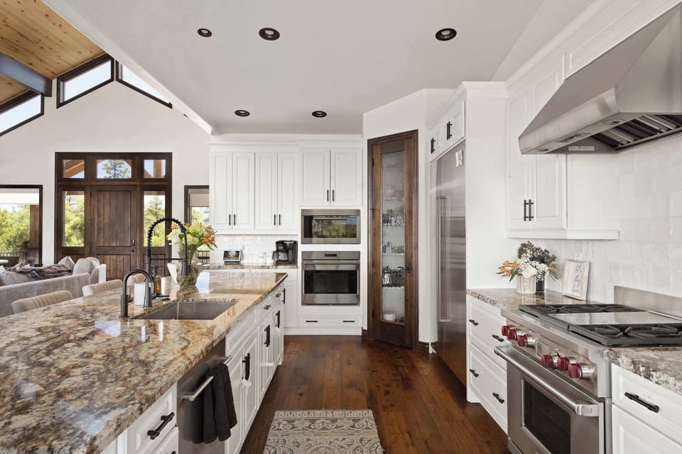 The fully equipped kitchen offers plenty of room to cook, gather, and share every meal.