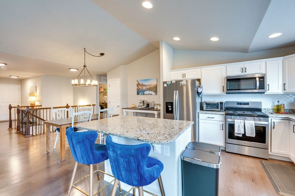 Open Concept Kitchen, Dining Area, and Coffee Bar
