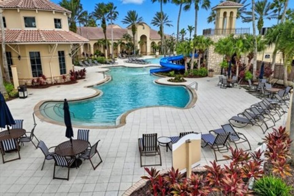 Pool with waterslide