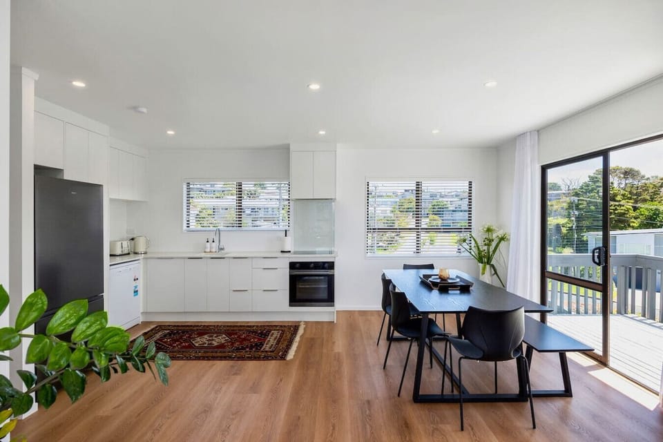 Main kitchen upstairs - fully equipped for 8 guests with oven, hobb, fridge freezer, dishwasher, microwave, kettle and toaster, Nespresso machine, and large pantry