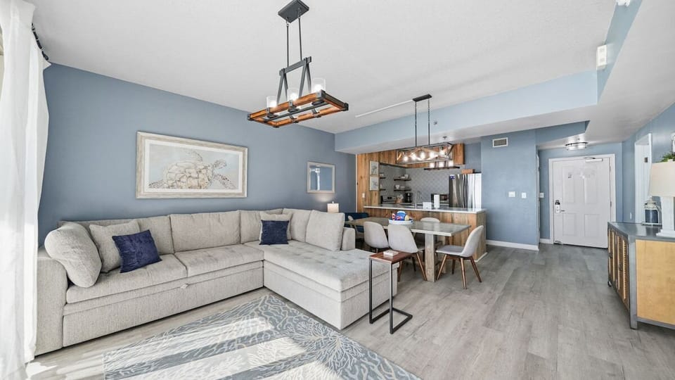 Living room with cozy sectional sleeper sofa