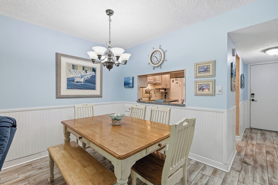 Dining table with bench seating