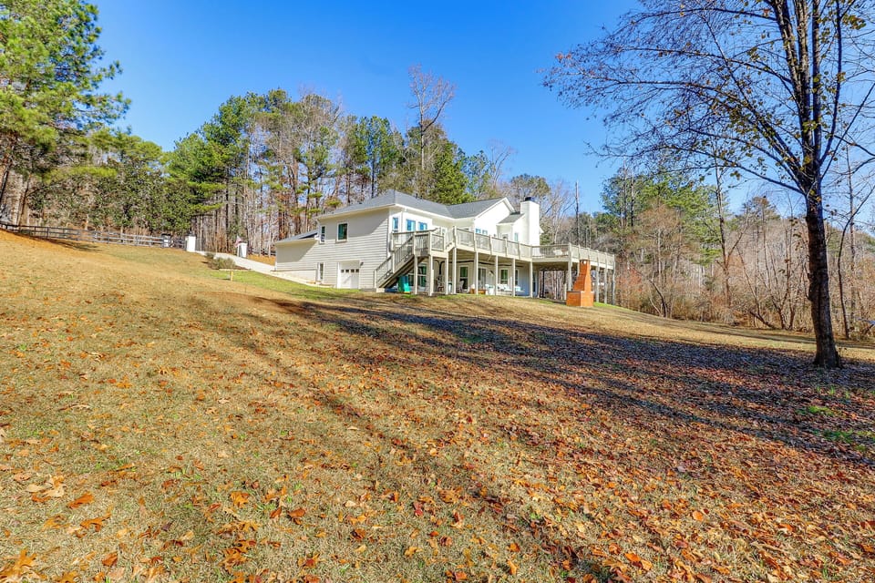 Backyard | 2-Level House | Hiking/Biking Trails & Private Lake On-Site
