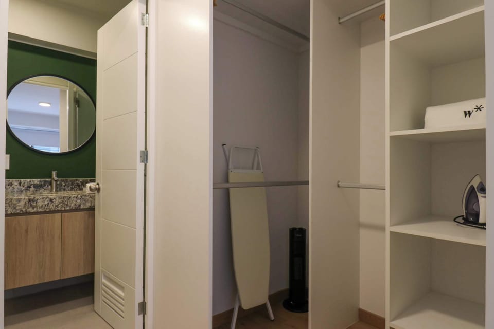 Storage space next to the bathroom