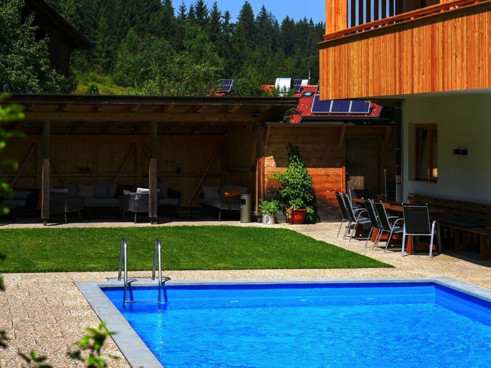 Swimming Pool, Resort, Eco Hotel, Leisure, Wood Stain, Outdoor Furniture, Backyard, Hardwood, Yard, Houseplant