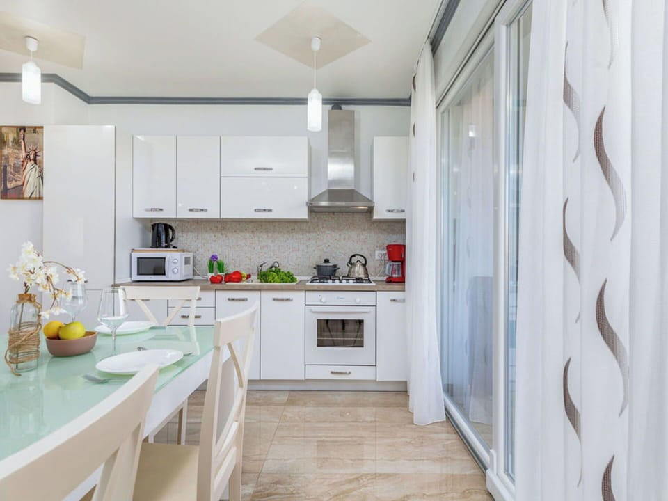 Interior Design, Furniture, Flooring, Wood, Kitchen, Ceiling, Floor, Home, Countertop, Room