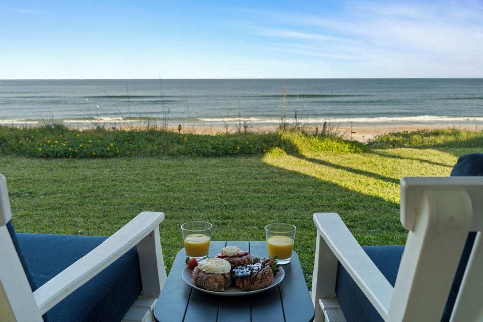 Shaded outdoor lounging just steps from the sand. Relax with ocean breezes.