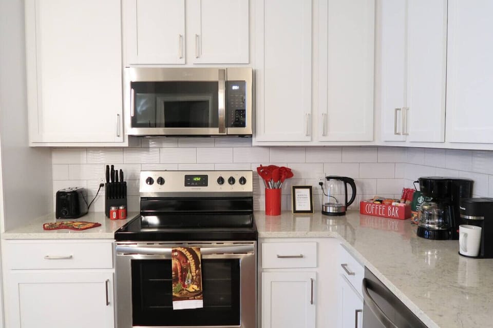 Beautiful stainless steel appliances and all the other home appliances you need.