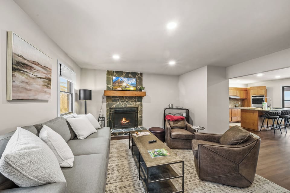 Wood Burning Fireplace and TV