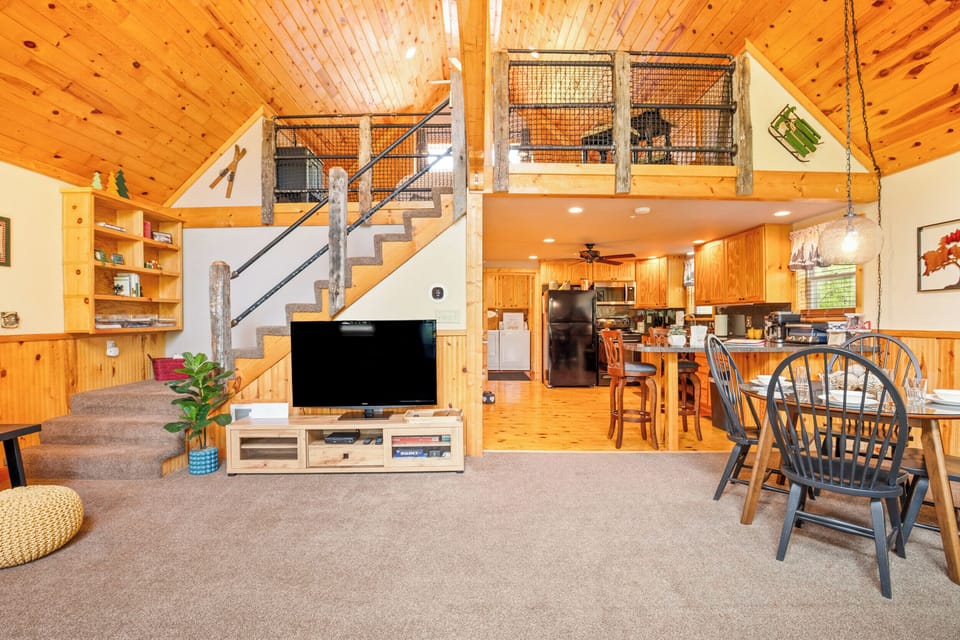 Thoughtfully laid out living space with Roku TV