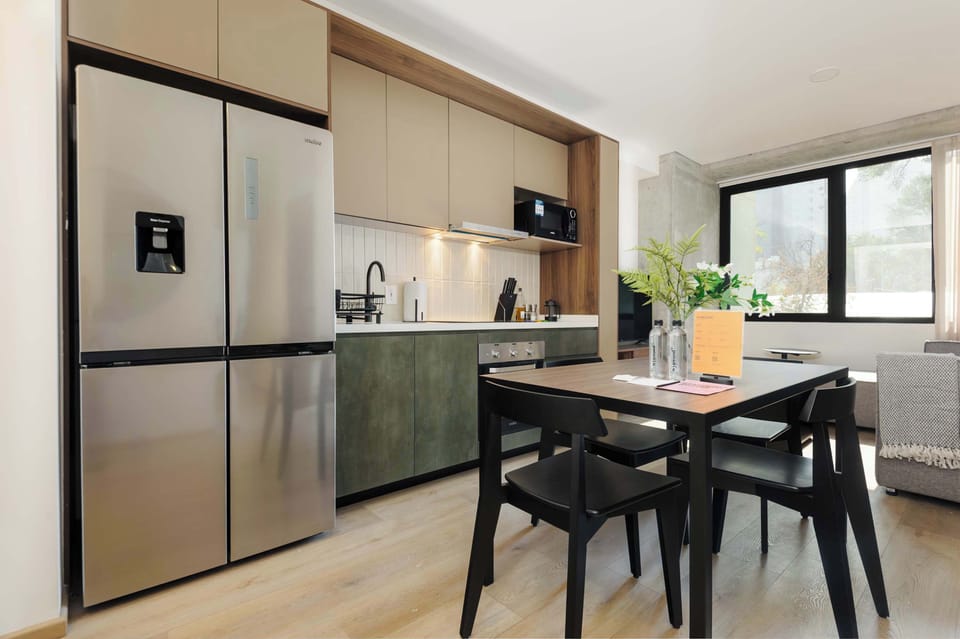 Compact dining area.