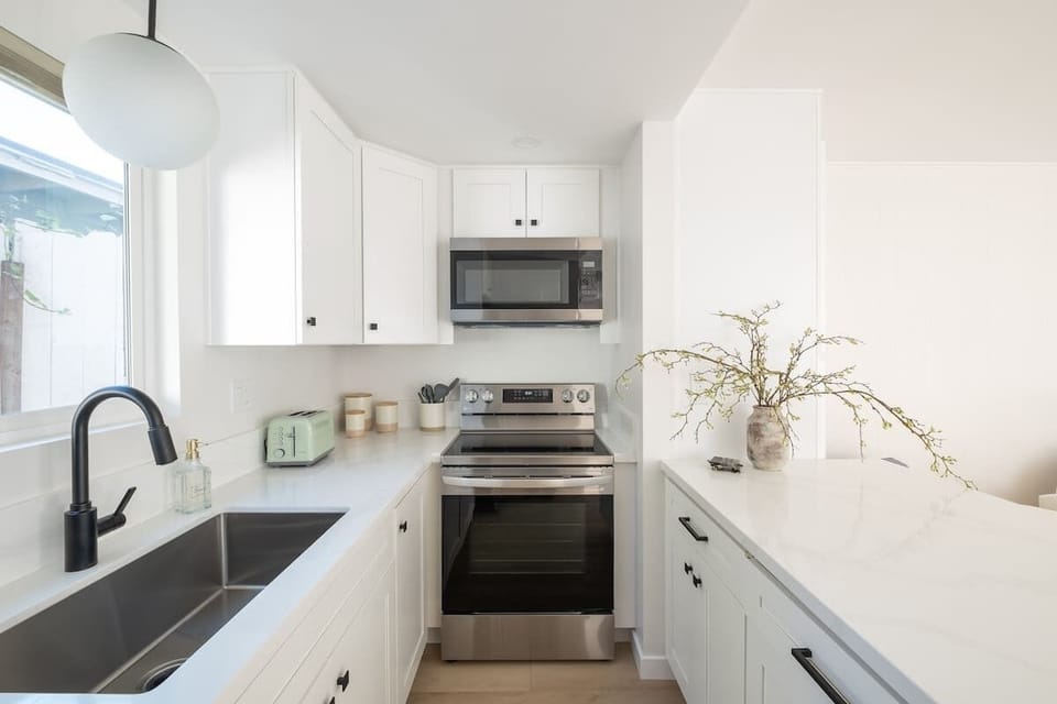 Cook up delicious dinners in the modern, galley style kitchen 