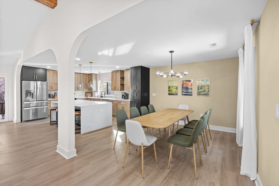 Gather at the large dining table for comfortable seating for 10!
