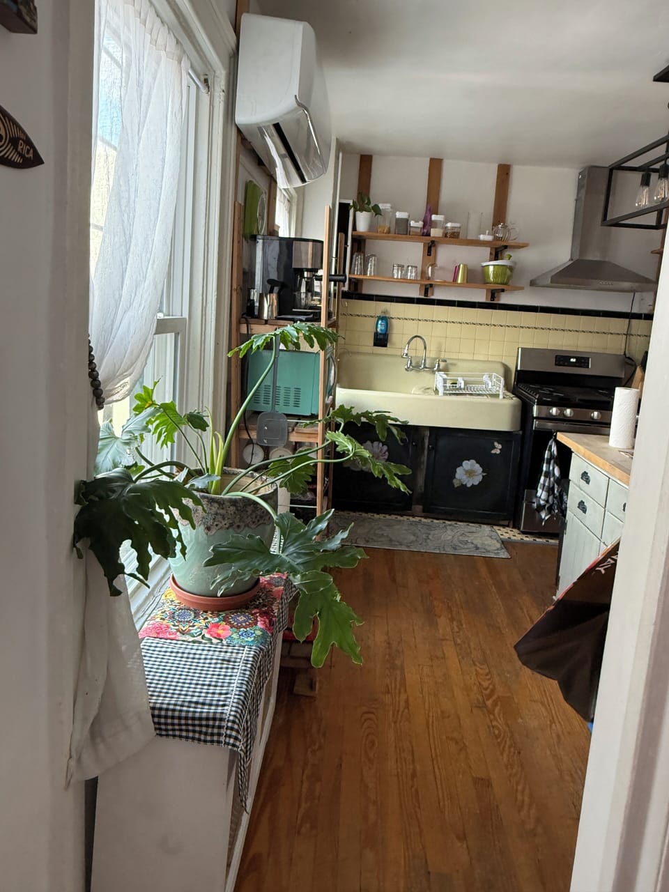 View from the bathroom, located off the kitchen