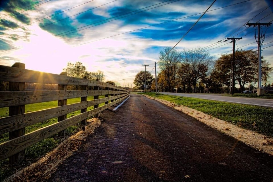 Extensive Yorktown Bicycle trail right down side street goes into the downtown