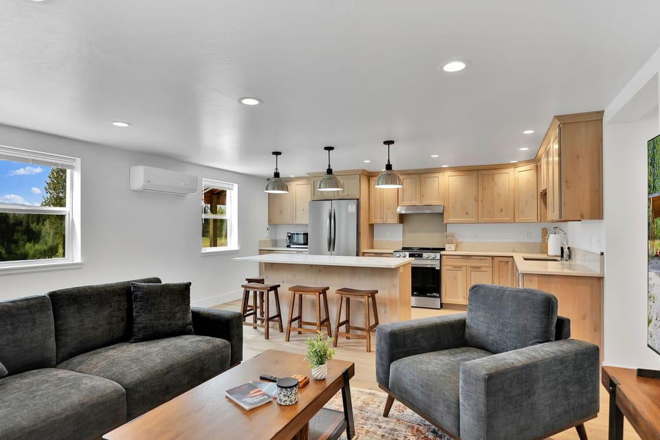 Living room and open concept kitchen