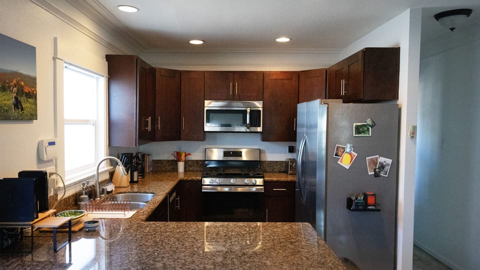 Chef's kitchen with recently updated appliances.