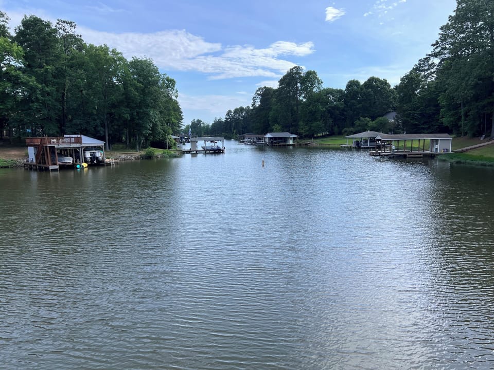 View of lake from boat dock 