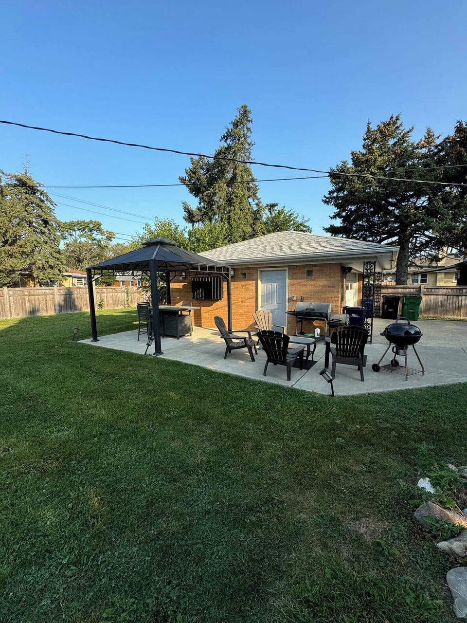 Back yard with gazebo and tv