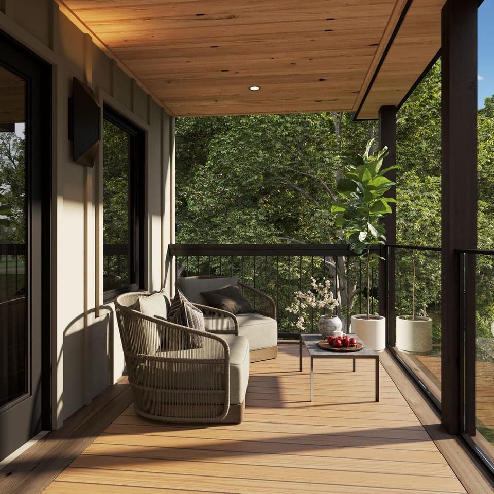 A peaceful balcony retreat surrounded by greenery—perfect for slow mornings or sunset conversations.