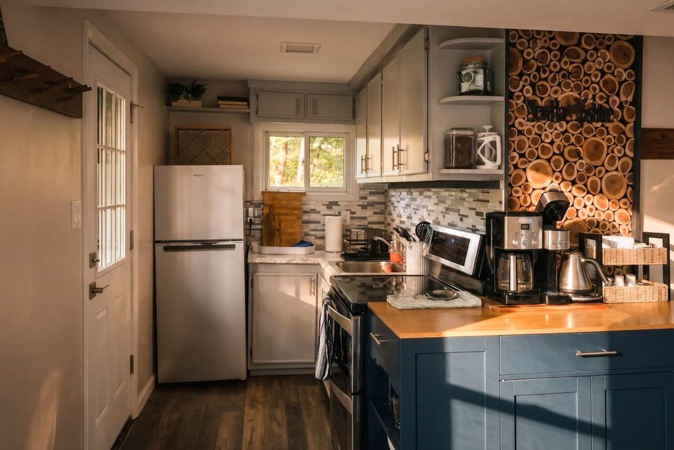 Kitchen island and prep space with room to cook, serve, and gather.