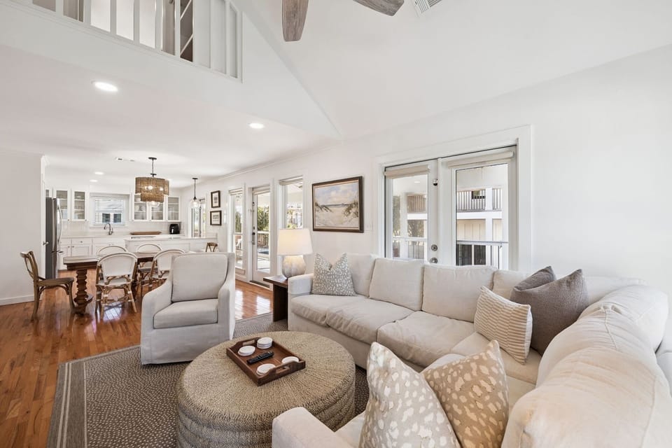 Relax in your bright, open living space with soaring ceilings and elegant furnishings that create the perfect atmosphere for unwinding.