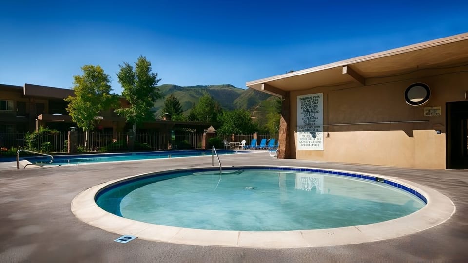 Slip into the outdoor hot tub for post-adventure recovery.