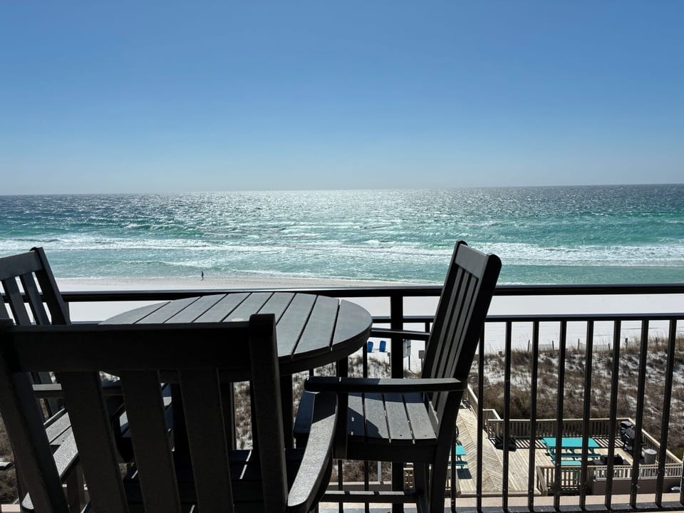 Private balcony overlooking the white sands of Okaloosa Island