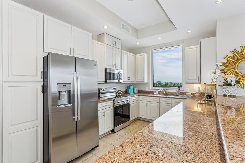 Kitchen and View of the Gulf.