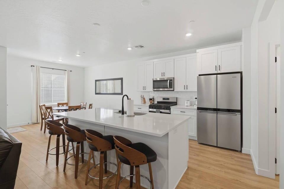 Open concept kitchen with island seating