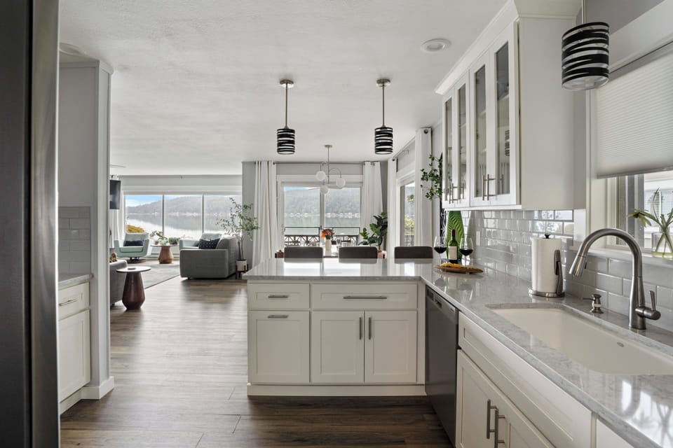 The main living space has views from all windows.  