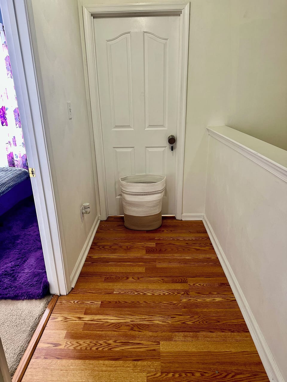 Laundry basket upstairs hallway 