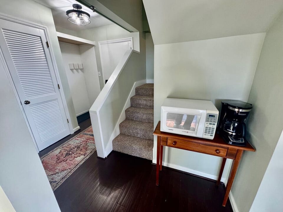 Stairs up to the loft bedroom