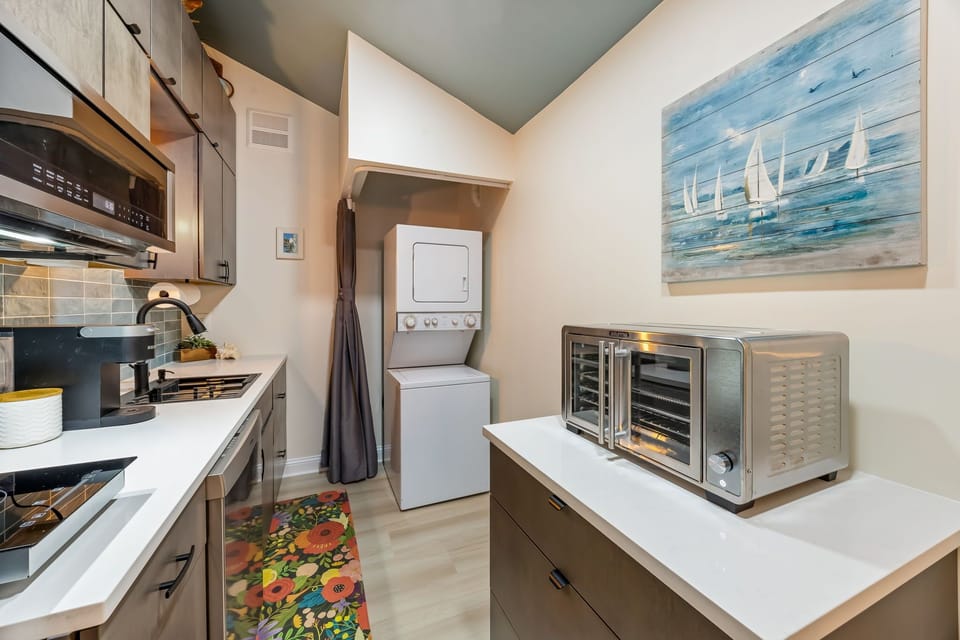 Washer/Dryer with detergent provided.